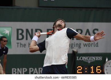 PARIS - JUNE 2:  Pablo Carreño Busta (ESP) Competes Against Grigor Dimitrov (BUL) In Round 3 At The French Open On June 2, 2017 In Paris, France. 