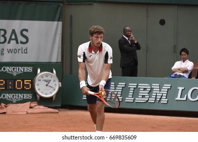 PARIS - JUNE 2:  Pablo Carreño Busta (ESP) Competes Against Grigor Dimitrov (BUL) In Round 3 At The French Open On June 2, 2017 In Paris, France. 