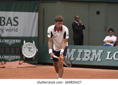 PARIS - JUNE 2:  Pablo Carreño Busta (ESP) Competes Against Grigor Dimitrov (BUL) In Round 3 At The French Open On June 2, 2017 In Paris, France. 