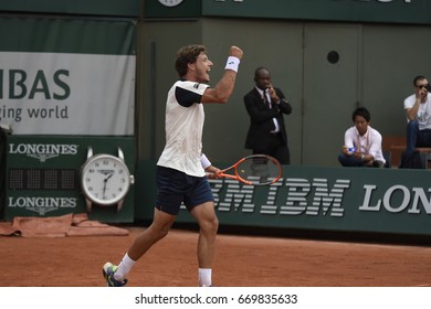 PARIS - JUNE 2:  Pablo Carreño Busta (ESP) Competes Against Grigor Dimitrov (BUL) In Round 3 At The French Open On June 2, 2017 In Paris, France. 