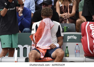 PARIS - JUNE 2:  Pablo Carreño Busta (ESP) Competes Against Grigor Dimitrov (BUL) In Round 3 At The French Open On June 2, 2017 In Paris, France. 