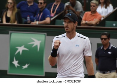 PARIS - JUNE 5:  Andy Murray (GBR) Competes Against Karen Khachanov (RUS) In Round 4 At The French Open On June 5, 2017 In Paris, France.  