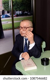 PARIS - MAR 30, 2018: Jean Paul Sartre, French Writer And Philosopher, Wax Museum Grevin In Paris, France