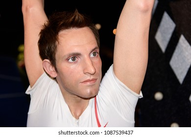 PARIS - MAR 30, 2018: Renaud Lavillenie, French Athlete, Sport Area, Wax Museum Grevin In Paris, France