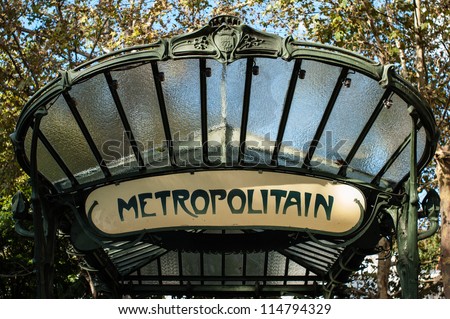 Paris metro sign, art nouveau style