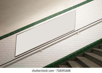 Paris Metro Staircase With Billboard For Your Copy Space