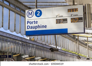 Paris Metro Subway Station With Sign