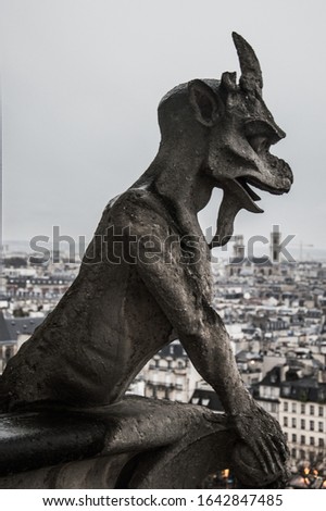 Similar – Image, Stock Photo Gargoyle on Notre Dame In Paris at sunset