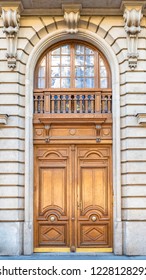     Paris, old wooden door boulevard des Batignolles, beautiful entry porch  - Shutterstock ID 1228128292