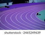 Paris purple Track for summer 2024 Games. Athletics and Track and field at summer games