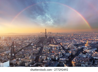 Paris with rainbow - skyline - Powered by Shutterstock