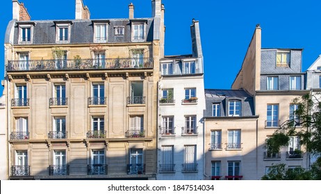 Paris, Typical Facades, Beautiful Buildings In Montmartre