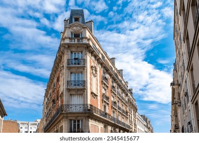 Paris, typical facades, beautiful buildings at Montmartre