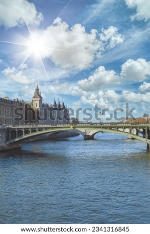 Paris, view of the Notre-Dame bridge, and the Conciergerie on the ile de la Cité