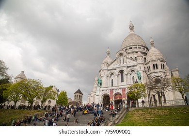 PARIS,FRANCE -April 27 ,2017 : The Sacre Coeur Basilica Where Design By Paul Abadie In 1875 In Paris ,France.