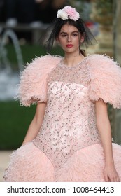 Paris/France – January 23 2018: A Model Walks The Runway At The Chanel Show During Paris Haute Couture Fashion Week S/S 2018 On January 23, 2018 In Paris, France.