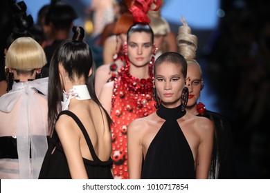 Paris/France – January 24 2018: A Model Walks The Runway At The Jean Paul Gaultier Show During Paris Haute Couture Fashion Week S/S 2018 On January 24, 2018 In Paris, France.