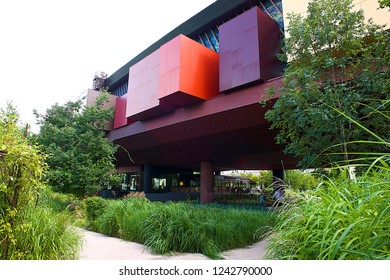 Paris,France-08 14 2014:The Musée Du Quai Branly – Jacques Chirac Is A Museum Featuring The Indigenous Art And Cultures Of Africa, Asia, Oceania, And The Americas.
