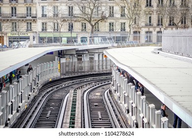 Paris,France-April 14,2018:Bastille Metro Station On Line One Of The Paris Metro System