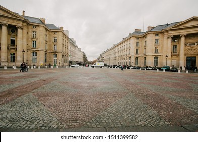PARIS,FRANCE-NOV.17:  van of europcar company is parke in front of pantheon in paris. Europcar is one of the biggest company for rental of car and van