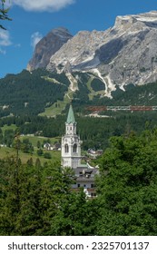 The Parish Church of Cortina d'Ampezzo. Dolomites. Italy.
