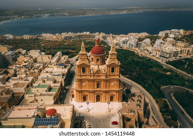 Parish Church Of Mellieha By The Sea Bay In Malta