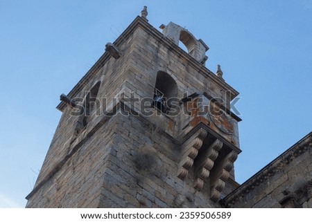 Parish church of San Pedro, Gata, Caceres, Extremadura, Spain. Church bellfry