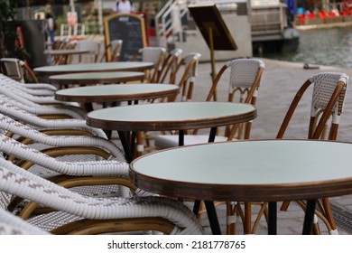 Parisian Cafe Terrace On Canal Riverbank