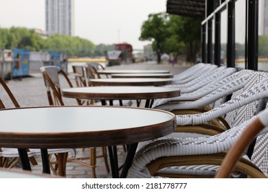 Parisian Cafe Terrace On Canal Riverbank