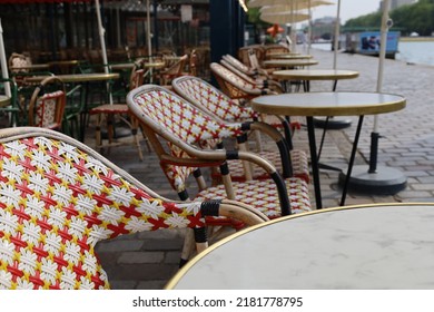 Parisian Cafe Terrace On Canal Riverbank