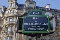 Parisian Street Name Plate Sign On Building Facade