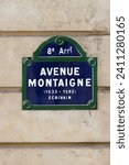 Parisian street sign: Avenue Montaigne - Paris 8th arrondissement