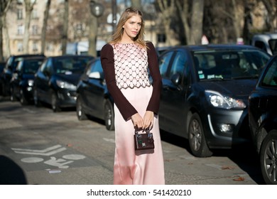 PARIS-JANUARY 25, 2016. Elena Perminova During The Paris Fashion Week, Is Going To Dior Haute Couture Fashion Show.