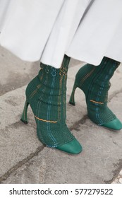 PARIS-JANUARY 26, 2015. Street Fashion Shoes. Men's Wear And Haute Couture. Paris Fashion Week.