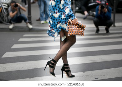 PARIS-JULY 6, 2016. Paris Fashion Week, Haute Couture. Street Stylish Shoes.