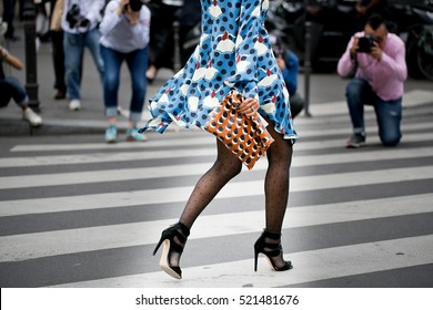 PARIS-JULY 6, 2016. Paris Fashion Week, Haute Couture. Street Stylish Shoes.