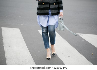PARIS-MARCH 2, 2016. Paris Fashion Week, Ready To Wear. Street Style Fashion Shoes. 
