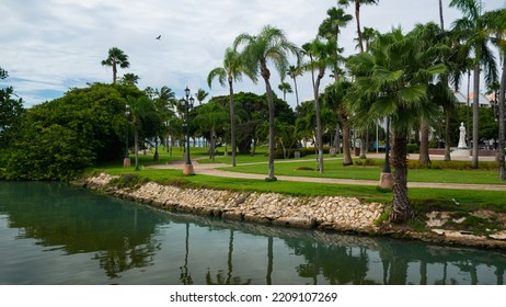 Park Area In Oranjestad, Aruba Island