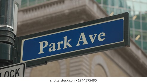 Park Avenue Street Sign In New York City