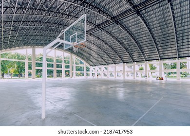 A Park With A Basketball Court With A Roof. Family Sports And Hobbies