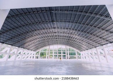 A Park With A Basketball Court With A Roof. Family Sports And Hobbies