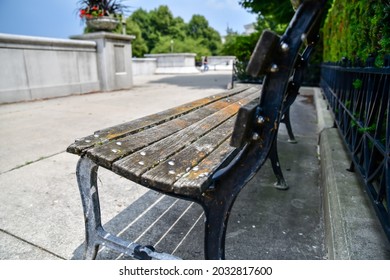 Park Bench Along The Lakeshore Walking Trail