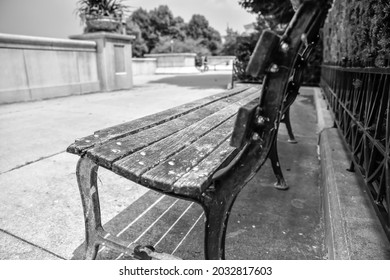 Park Bench Along The Lakeshore Walking Trail