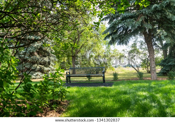 Park Bench Currie Barracks Neighborhood Calgary Stock Photo Edit