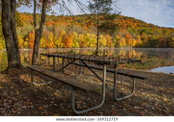 Park Bench Fall Ramapo Valley County Stock Photo Edit Now 569312719