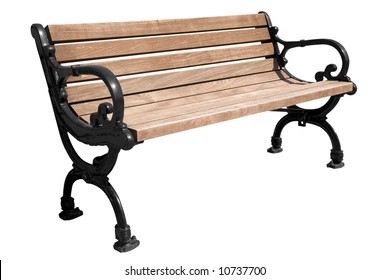 Park Bench Isolated Over A White Background