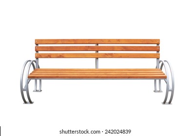 Park Bench Isolated Over A White Background