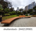 Park bench in the Zoological and Botanical garden Hong Kong 