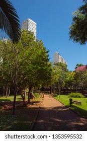 A park called Parque Areião in the city of Goiania, state of Goiás, Brazil. - Shutterstock ID 1353595532