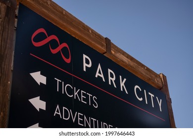 Park City, Utah - June 14, 2021: Sign For Park City Ski Slopes